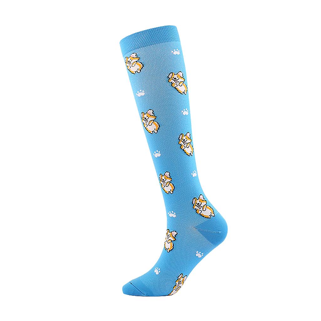 Женские поглощающие пот нейлоновые длинные компрессионные носки с мультяшным принтом для занятий спортом на открытом воздухе