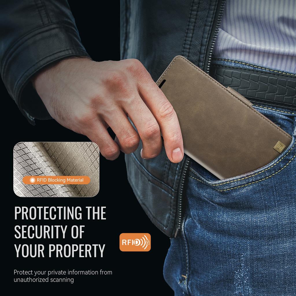 Чехол для Samsung Galaxy A56 5G AUTSPACE A11 Блокировка RFID Ретро кожаный чехол-кошелек для мобильного телефона