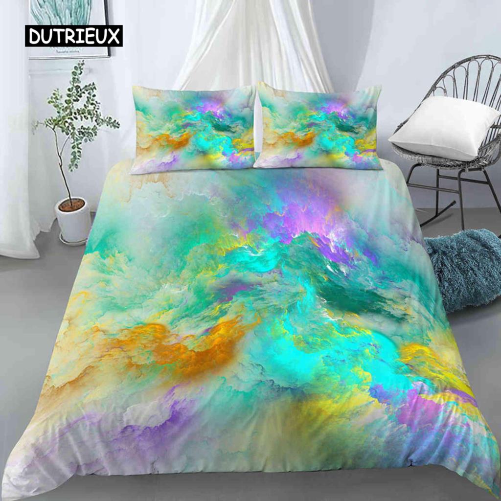 Комплект постельного белья Cloud Duvet Cover Set Microfiber Universe Outer Space Sea of Cloud Mystic Bedding Set Abstract Pattern King Twin Beder Cover