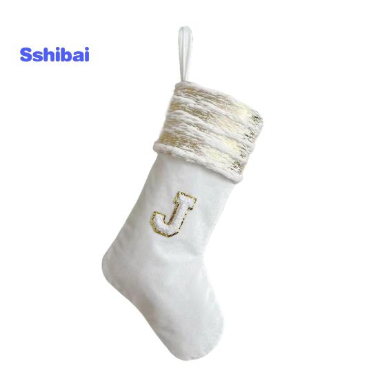 Рождественский чулок с вышивкой и ремешком, износостойкие носочки большой емкости с рождественскими буквами, подвесное украшение
