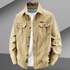 Винтажная мужская рубашка из 100% хлопка в стиле сафари, многокарманный топ с лацканами, весна-осень, с длинным рукавом, молодежная, свободного кроя, больших размеров M-6XL
