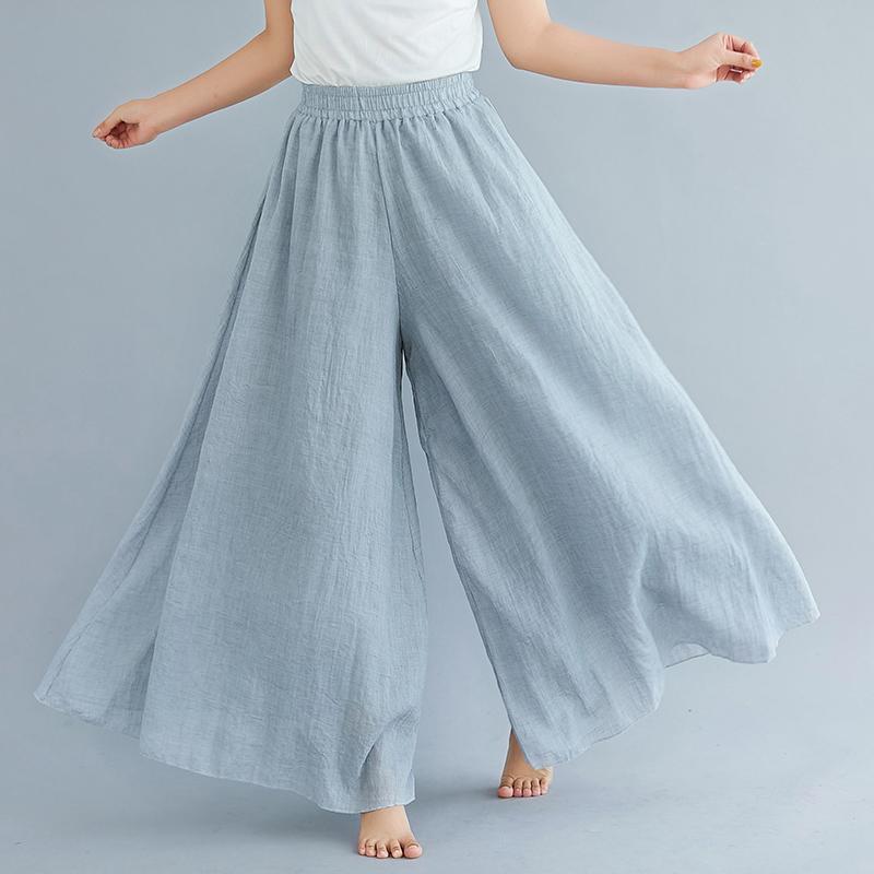 Dimanaf Plus Size 2021 Women Linen Pants Elastic Vintage Korea Basic Female Large Size Fashion Slacks Wide Leg Oversize Loose Pants