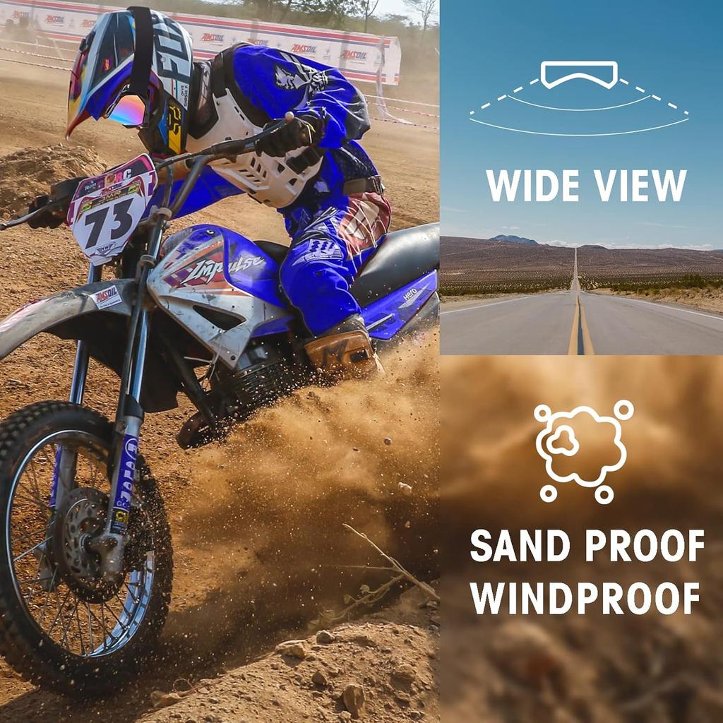 Очки для мотокросса для взрослых, 2 шт. Очки для квадроцикла и мотоцикла для мужчин и женщин, Очки для езды по бездорожью с широким обзором