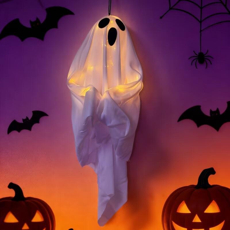 Halloween Ghost LED Light String, Luminous Hanging Ornaments, Festival Atmosphere Decor Props for Scene Layout