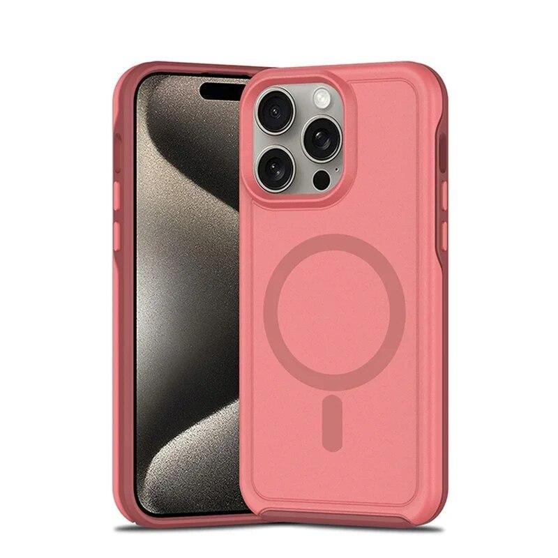 Противоударный бронированный магнитный чехол-бампер для iPhone 11 12 13 14 15 Pro Max для Magsafe с беспроводной зарядкой, чехол яркого цвета