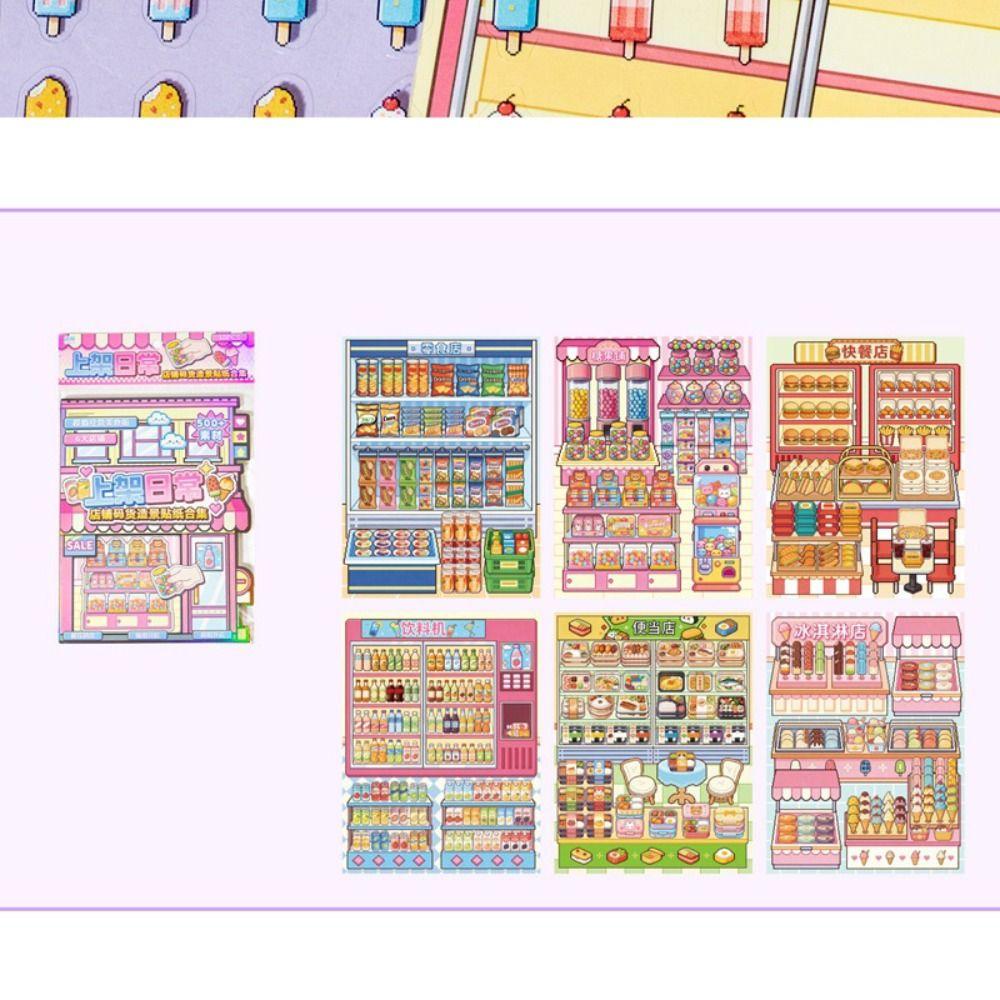 Shop Scene Scenery Stickers PET Miniature Scene Sticker Creative Sticker Book Kids Gift