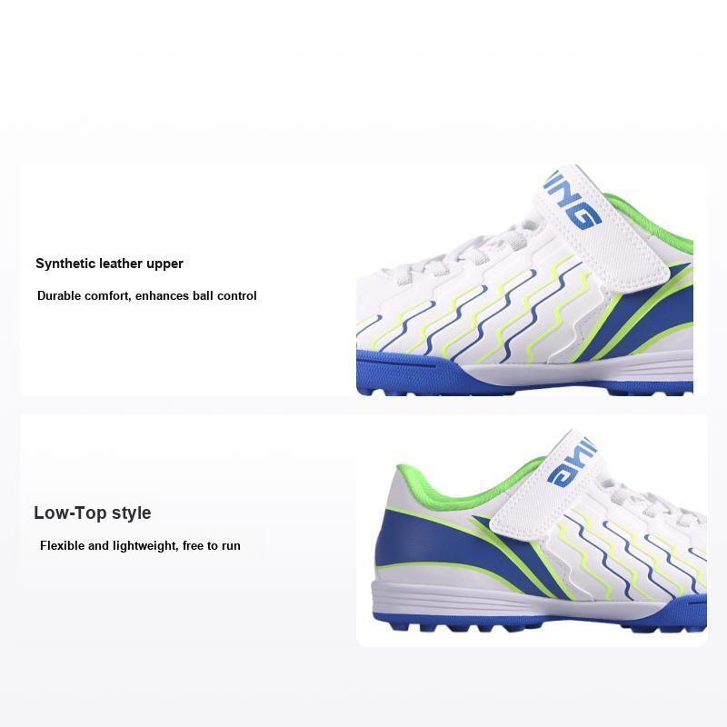 Li Ning Детские профессиональные удобные нескользящие амортизирующие дышащие прочные низкие футбольные бутсы Детские кроссовки Стандартный-Белый YKGU010-9