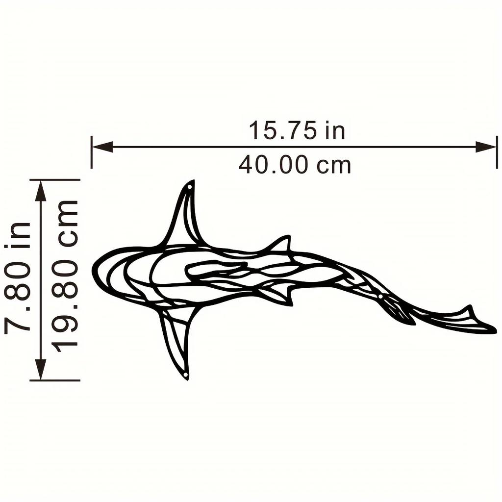 1pc, Minimalist Metal Wall Decoration Crafts, Iron Art Minimalist Line Shark Silhouette Wall Hanging for Bedroom Wall Decoration
