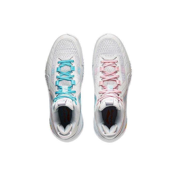 Li Ning Jiao Ao Angel Mesh Fabric 2023 Новые износостойкие баскетбольные кроссовки для активного отдыха с амортизацией среднего размера для мужчин, стандартные белые ABFT035-9