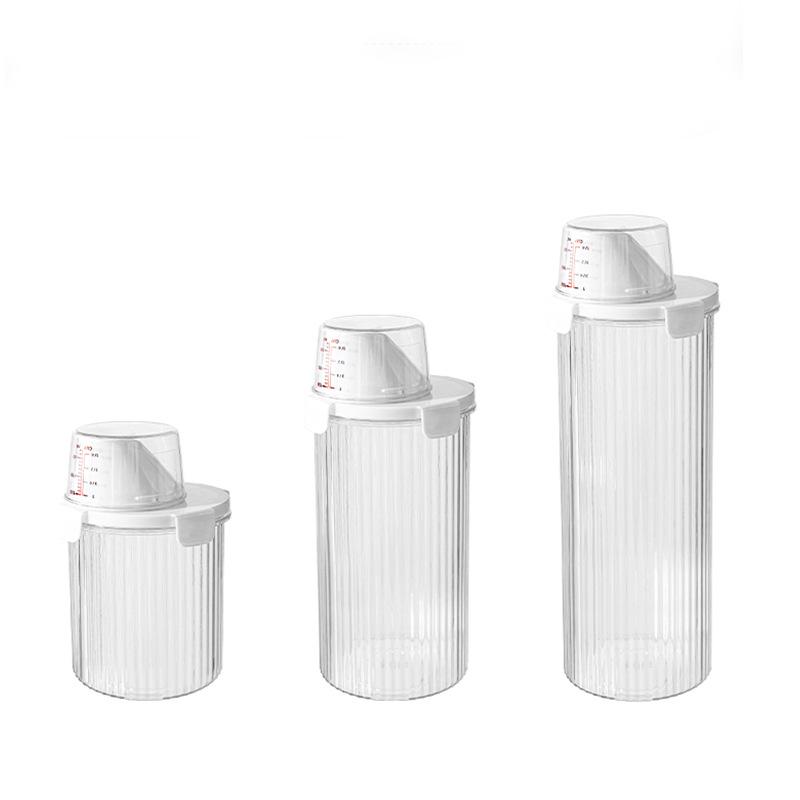 Double-sealed Transparent Large-opening Laundry Detergent Storage Tank with Measuring Cup