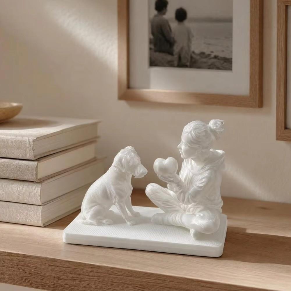 3D Printed Cat Dog Figurine Creative Canine Statues Crafts Desktop Ornaments Christmas Gift
