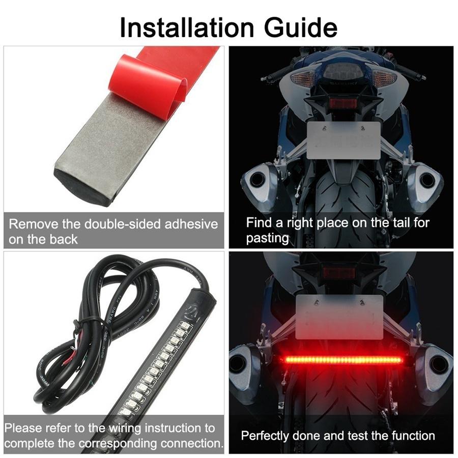Flexible Motorcycle 48 LED Strip Rear Tail Brake Stop Turn Signal Light Lamps