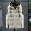 Men's Winter Vest Cotton Warm Sleeveless Coat Hat Detachable Padded  Waistcoat Work Wear Male High Quality Clothes 5XL