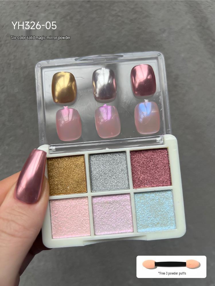 6-Color Iridescent Aurora Nail Art Magic Mirror Powder – Super Bright, Fine Glitter, No Flying Powder