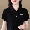 New Summer Lapel Short-sleeved Large-size T-shirt Women's Middle-aged Mother Sports Top Base Shirt for Women
