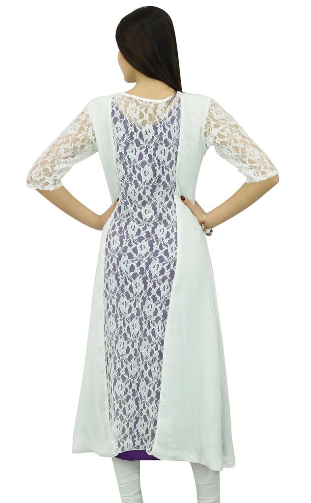 Bimba Women 2 Piece Kurta Kurti Designer Wear Boho Long Shrug Dress Chic