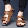 Мужские повседневные кожаные деловые сандалии 2025 Новые летние для отдыха, пляжа, улицы, ходьбы, удобные, противоскользящие, универсальные сандалии