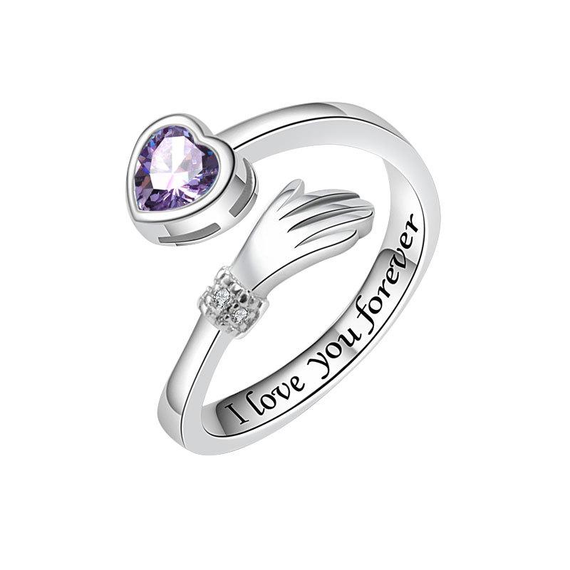 Zircon Couple Rings Embracing Heart Design Romantic Love Gift Set For Him And Her Anniversary Jewelry