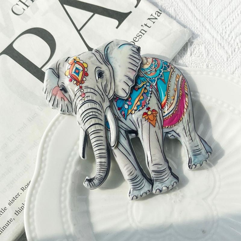 Милый слон Богемный узор Рельефный магнит из смолы Традиционный дизайн Стерео рельеф Для холодильника Сувенир из путешествия Магнитный