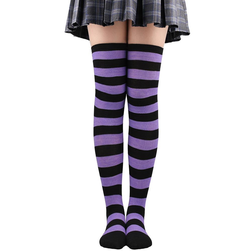 Warm Stripe Stockings Knitted Over Knee Socks Harajuku Style Cosplay Socks  Christmas Gift
