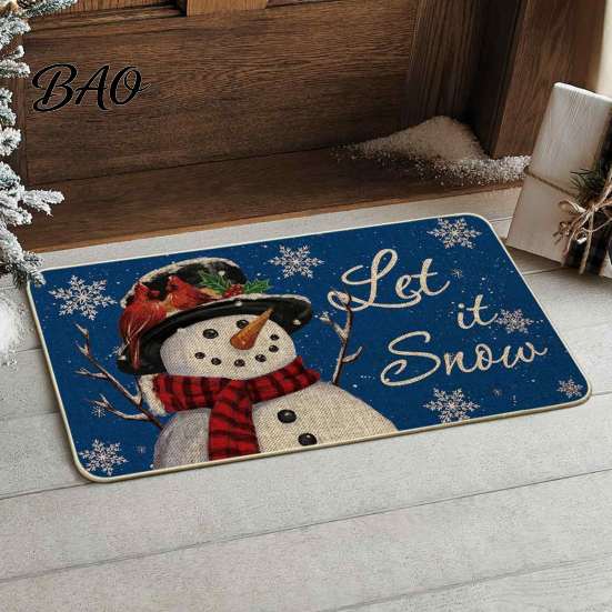 Non-slip Holiday Floor Mat Christmas Door Mat, Festive Entrance Rug, 35" x 24" Non-Slip Washable Winter Home Decor Entry Welcome Water Absorbent