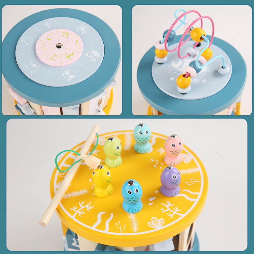 Одиннадцать в одном многофункциональная шкатулка с сокровищами, обернутая бусинами, рыболовный блок, ранняя развивающая игра, деревянная детская головоломка