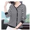 NaVaVa NT1407 Long SleeVe STripe BuTTon V Neck T shirT