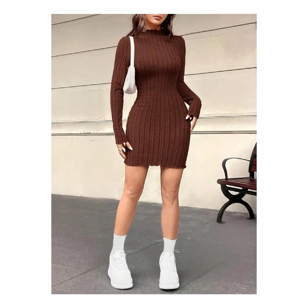 Женское платье с высоким воротником, трендовое, из вельвета и лайкры, хлопок, сезонное и зимнее