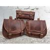 Leather Bag Saddle Motorcycle Pouch Brown Pannier 3 Saddlebag Bike Buffalo Leather Handmade Bag Set of 3 Motorcycle Bags