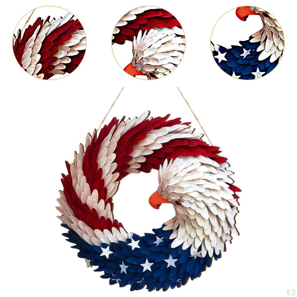 4 июля подвесной дверной знак венок украшение синий белый и красный цвет узор американского орла для