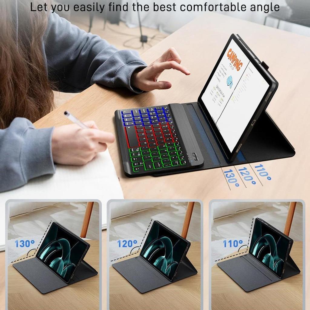 Защитный чехол для планшета Lenovo M11 с цветной подсветкой и Bluetooth-клавиатурой (2025)