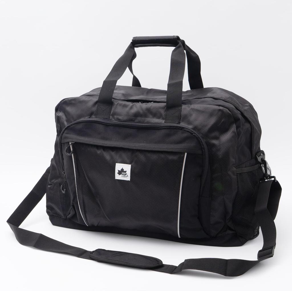 Logo Spark Boston Bag, Large Capacity 60L, 3-Way, Two-Tone Design, Travel Bag, 750kg Capacity, Black