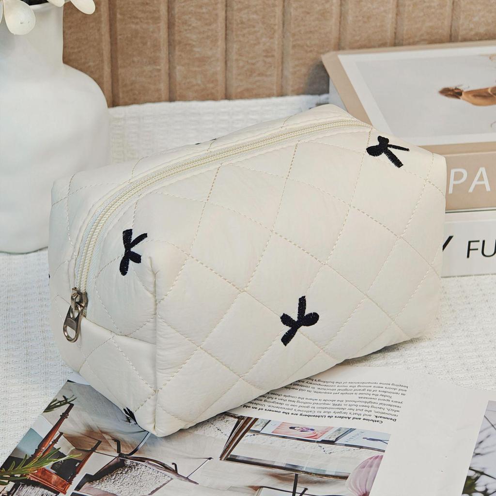 Large Quilted Cotton Handbag: Multipurpose Makeup, Toiletry & Electronics Organizer