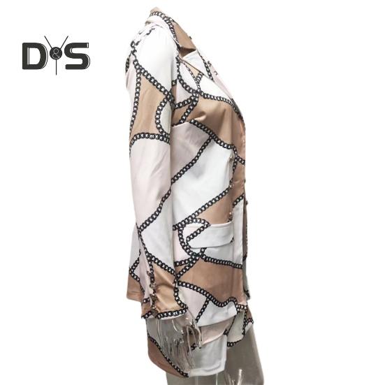 2 шт./компл., комплект с юбкой и пальто, комплект с цветочным принтом в клетку, соответствующий цвету, с длинным рукавом, с высокой талией, в OL-стиле, деловой костюм для поездок на работу, комплект с женской курткой и юбкой