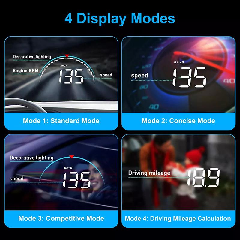 M8 Автомобильный Hud Head Up Display Obd2 Предупреждение о превышении скорости Автоматический электронный датчик температуры воды Светодиодный цифровой проектор Лобовое стекло