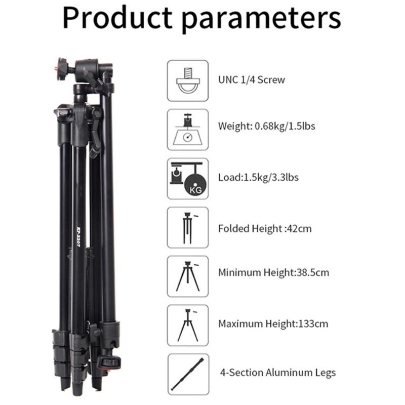 Штатив для телефона 133 см Профессиональный штатив Складная конструкция для видеозаписи Зеркальная камера Регулируемая стойка для фотографии
