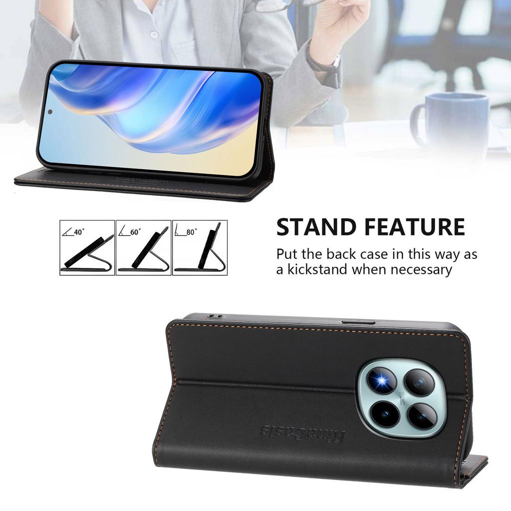 Для Xiaomi Redmi Note 15 Pro+ 5G Кожаный чехол RINACASIS RC01 Чехол для телефона с RFID-блокировкой Кошелек-подставка