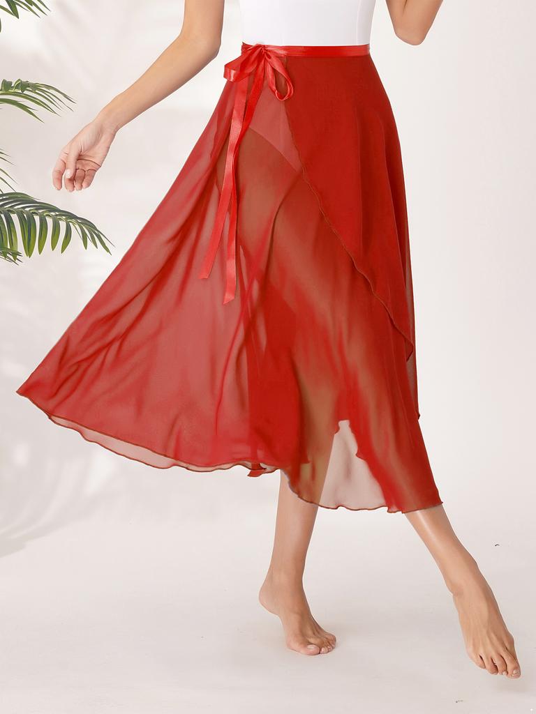 Ladies Professional Ballet Dance Wrap Skirt Chiffon Adult Asymmetrical Skirt Modern Dance Training Accessories