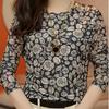 Tops For Women Flat Rose Print Round Neck Long Sleeve T-shirt Fall Casual Slim Pullover Women's Long Sleeve Top