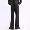 Мужские черные расклешенные брюки из драпировки - весна/осень, повседневные, прямого кроя, высокого класса