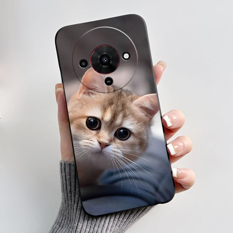 Чехол для телефона ZTE Blade A76 5G Эстетичный Милый Кот Астронавт Модный Ударопрочный Черный Матовый Мягкий Силикон ТПУ Задняя Крышка