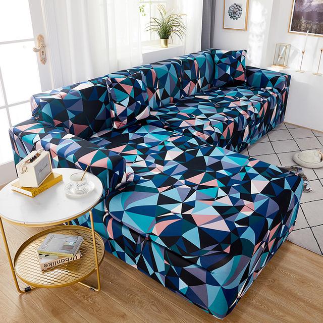 Чехлы для диванов L-образной формы с принтом, защита для дивана в гостиной, эластичные эластичные чехлы против пыли для углового дивана, чехол