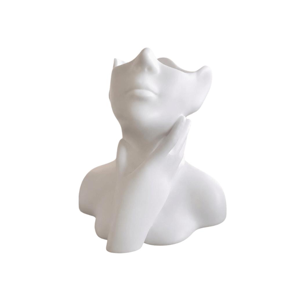 Creative Pencil Holder Human Statue Large Capacity Makeup Brush Holder Organizer Multifunctional Desktop Organizer Office Decor