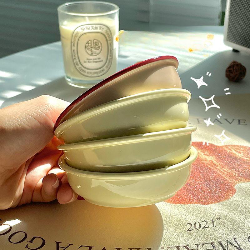 4 Inchs Cute Ceramic Disc Cartoon Little Bear Circular Plate Household Fruit Bowl Kitchen Dipping Saucer Hot Pot Seasoning Plate