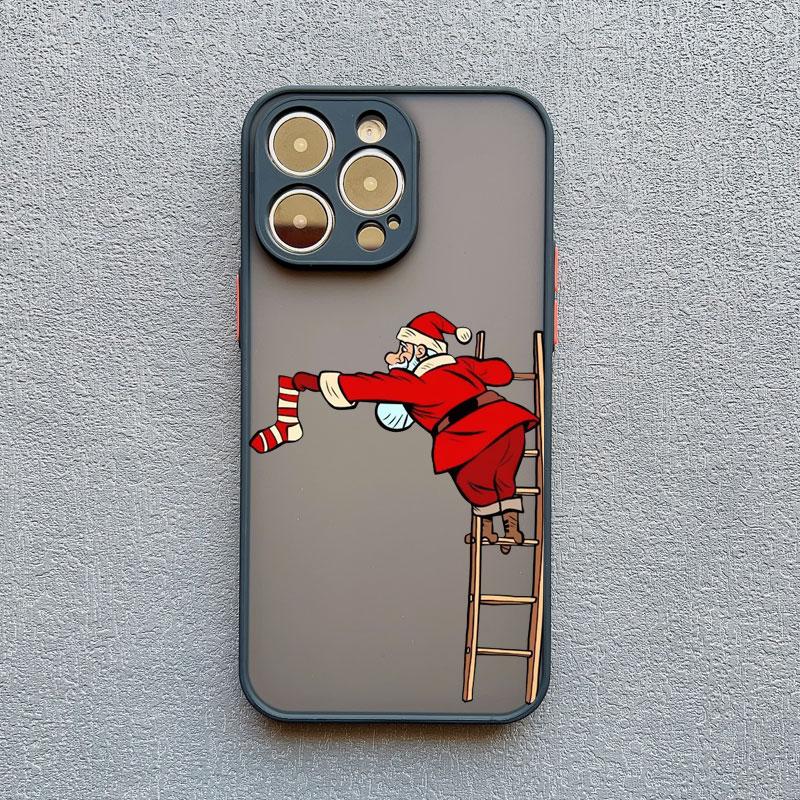 Роскошные мультяшные рождественские чехлы для телефона для IPhone 11 12 13 Mini Pro Max 14 15 16 Pro Max Plus XS XR X Простой ударопрочный чехол Санта