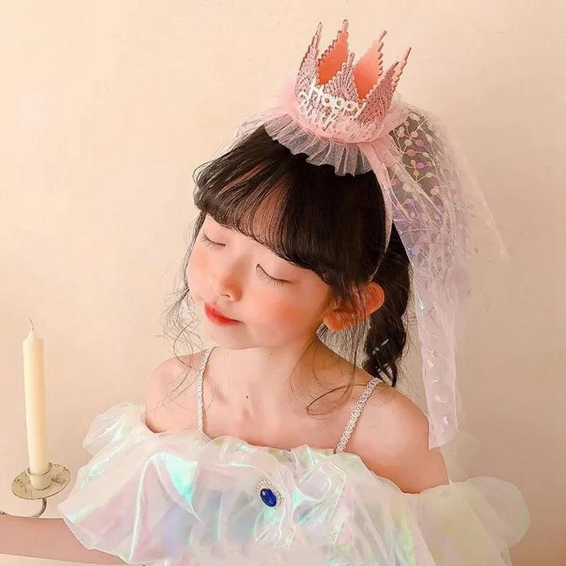 Новая шляпа на день рождения 1 2 3, шляпы для вечеринки Baby Shower для девочек, корона-повязка с кружевом, детские принадлежности для украшения на день рождения