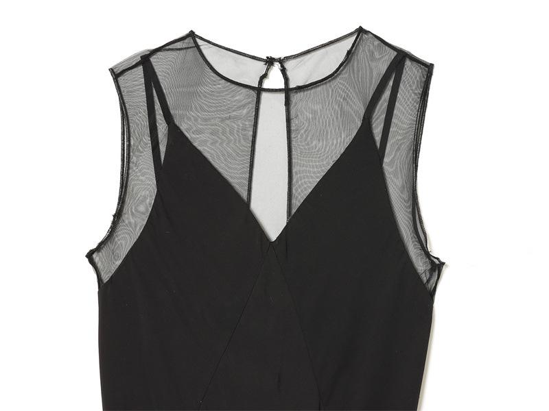 2025 Winter European & American Style Elegant Little Black See-through Dress