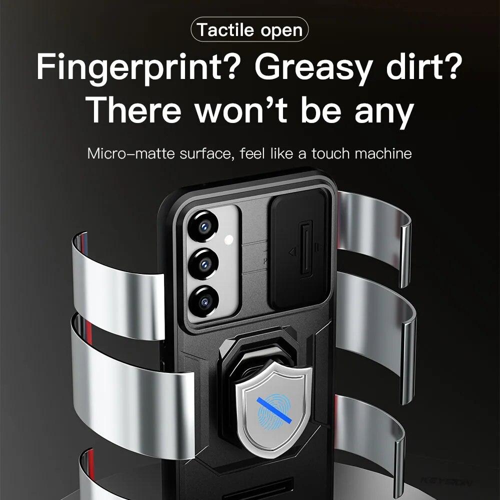 KEYSION Противоударный защитный чехол для Samsung M34 5G F34, защитное кольцо для объектива камеры, задняя крышка-подставка для телефона Galaxy A13 4G