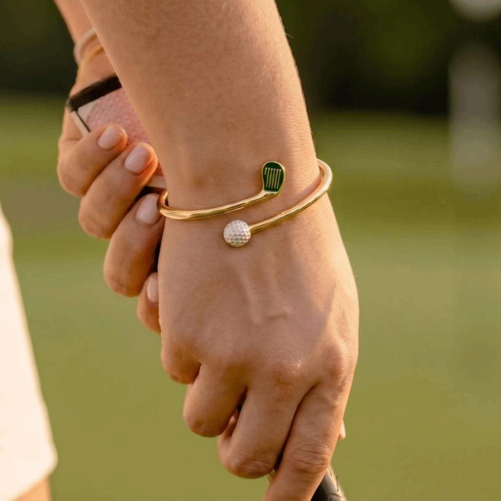 Gold Sports Style Bangle Metal Chain Inlaid Rhinestones Bracelet Tennis Racket Bracelet Gifts