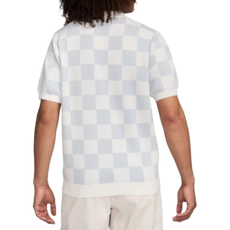 Nike Спортивная одежда Клубная клетчатая ретро повседневная рубашка поло с коротким рукавом Мужские рубашки поло Sail FN3423-133